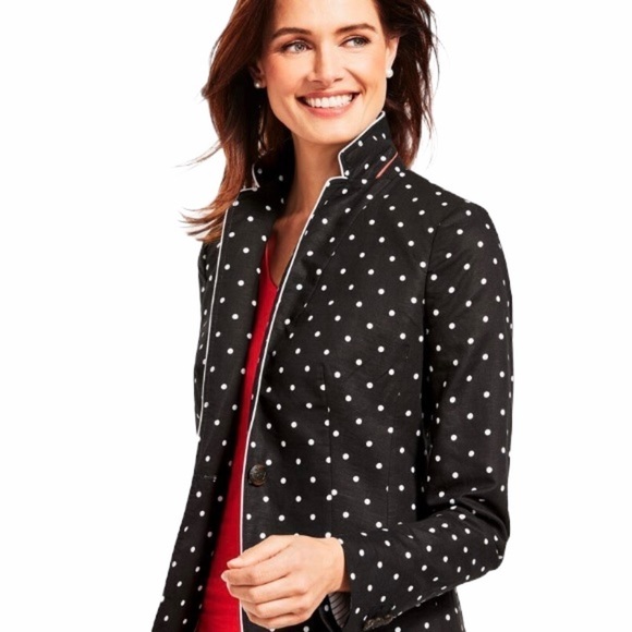Talbots Linen Blend Polkadot Nautical Blazer Size 8 - Picture 4 of 16